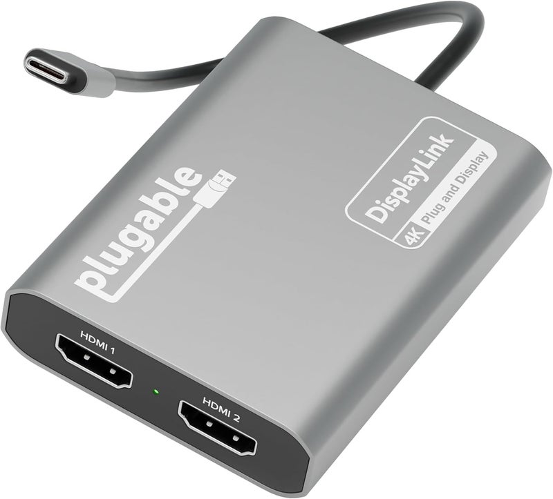Plugable USB C to HDMI Adapter, Dual Monitor 4K 60Hz for Apple Mac M1/M2/M3, DisplayLink Multiple Displays for Thunderbolt MacBook or iMac, Driver Required (USBC-6950M) - Image 1